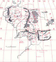 Карта Средиземья с географическими координатами